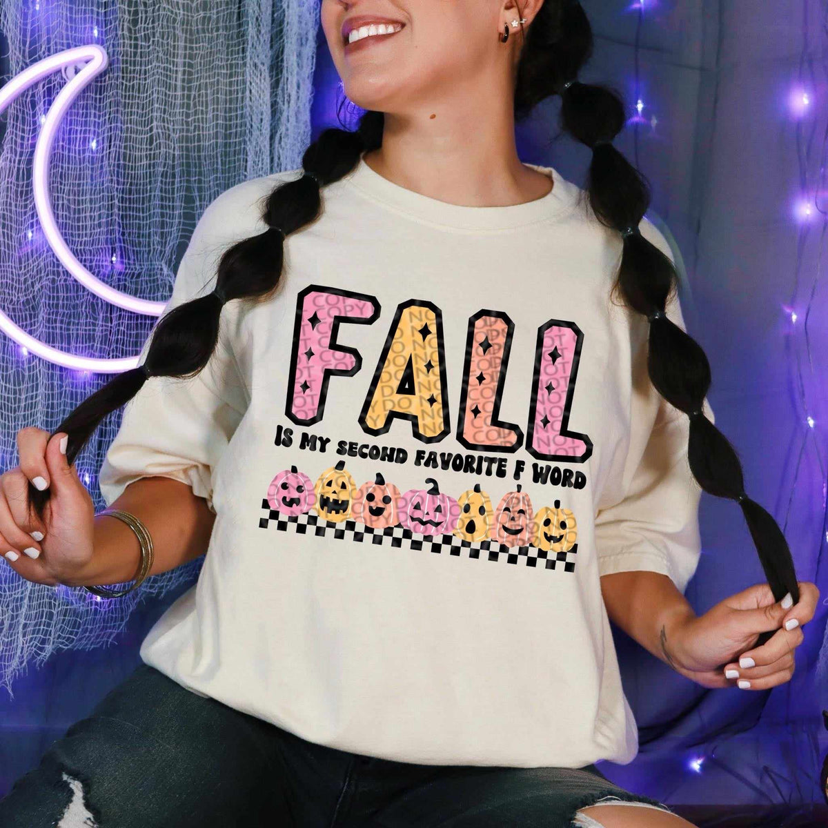 Fall is my second favorite f word pink and yellow 44357 DTF transfer
