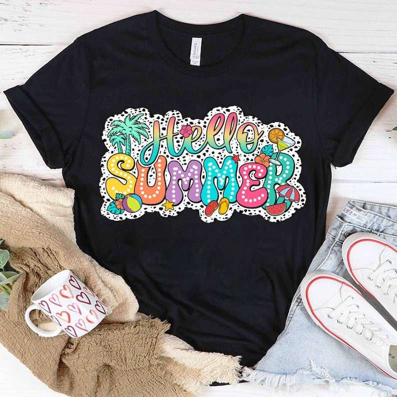 Hello summer dotted background 31801 DTF transfer
