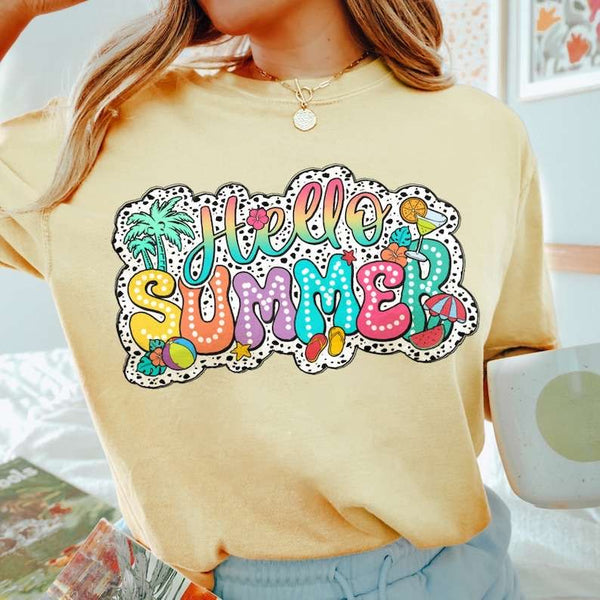 Hello summer dotted background 31801 DTF transfer