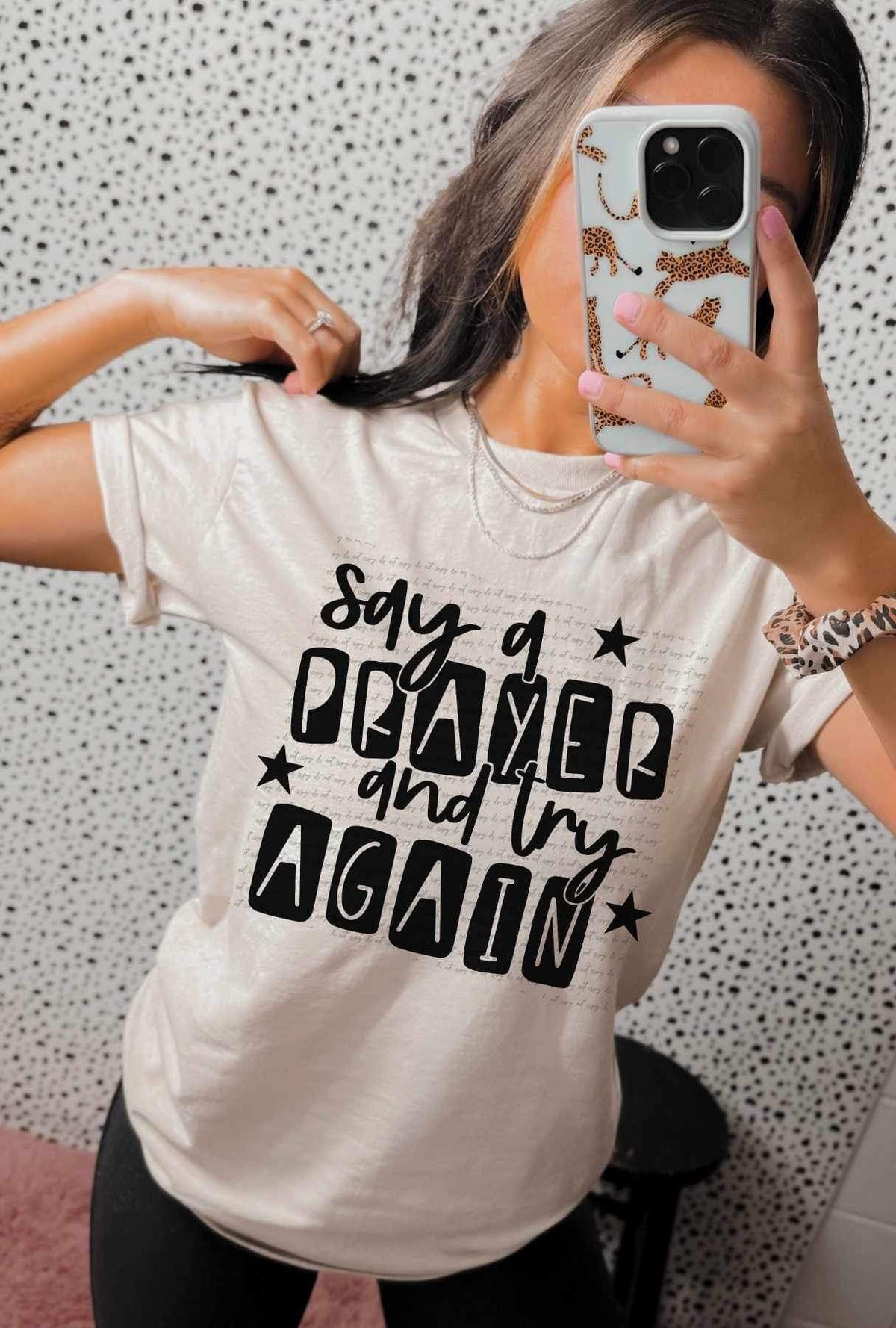 Say a prayer and try again BLACK (SAL) 21405 DTF transfer