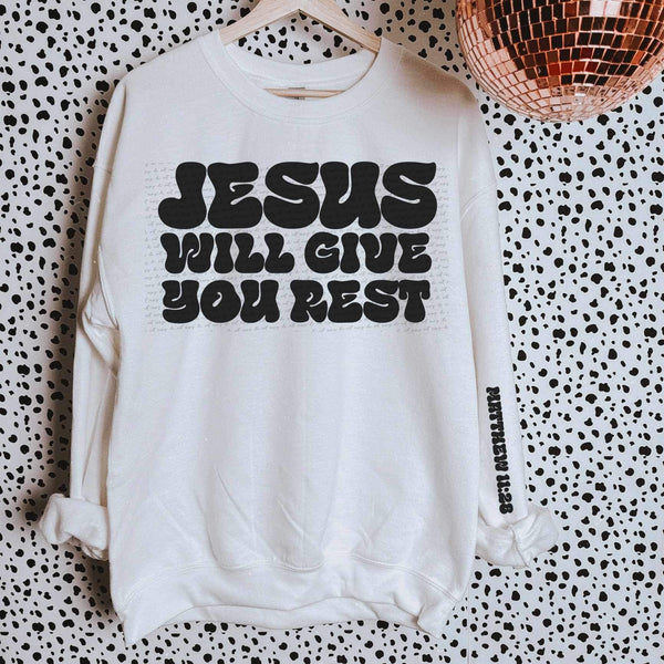 Jesus will give you rest BLACK FRONT (SAL) 21397 DTF transfer