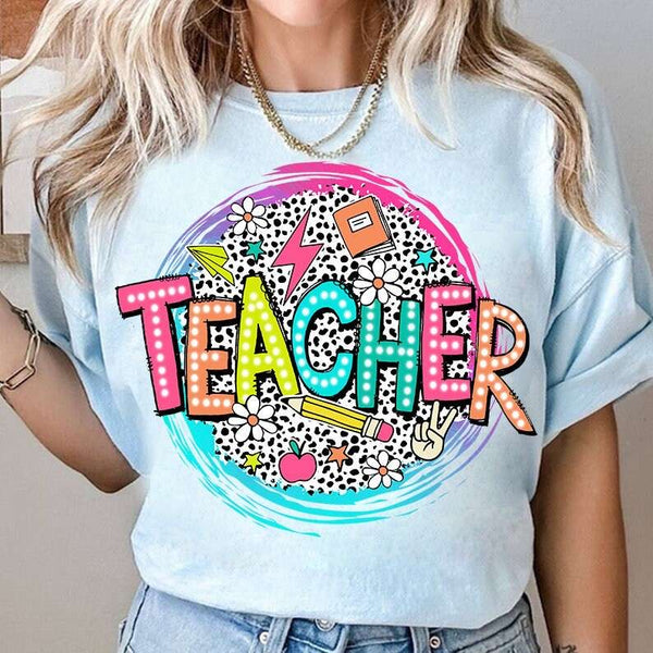 Teacher circle dotted background 31757 DTF transfer