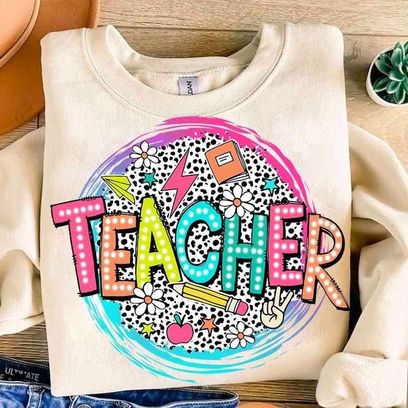 Teacher circle dotted background 31757 DTF transfer