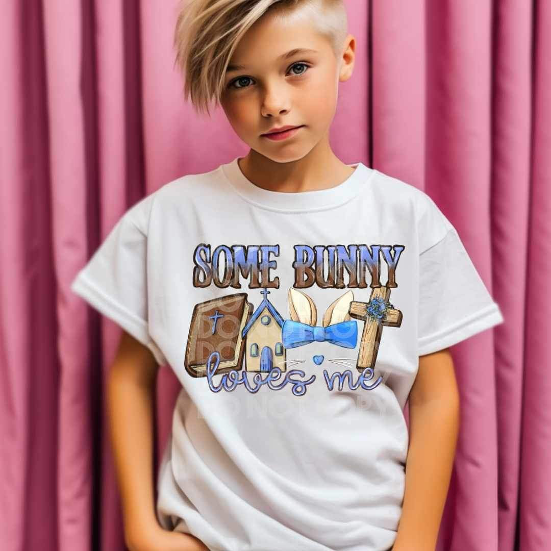 Some bunny loves me BLUE (SSD) 21419 DTF transfer