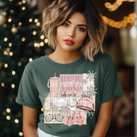 Basic winter girl (pink winter items with patterned background) 11675 DTF TRANSFER