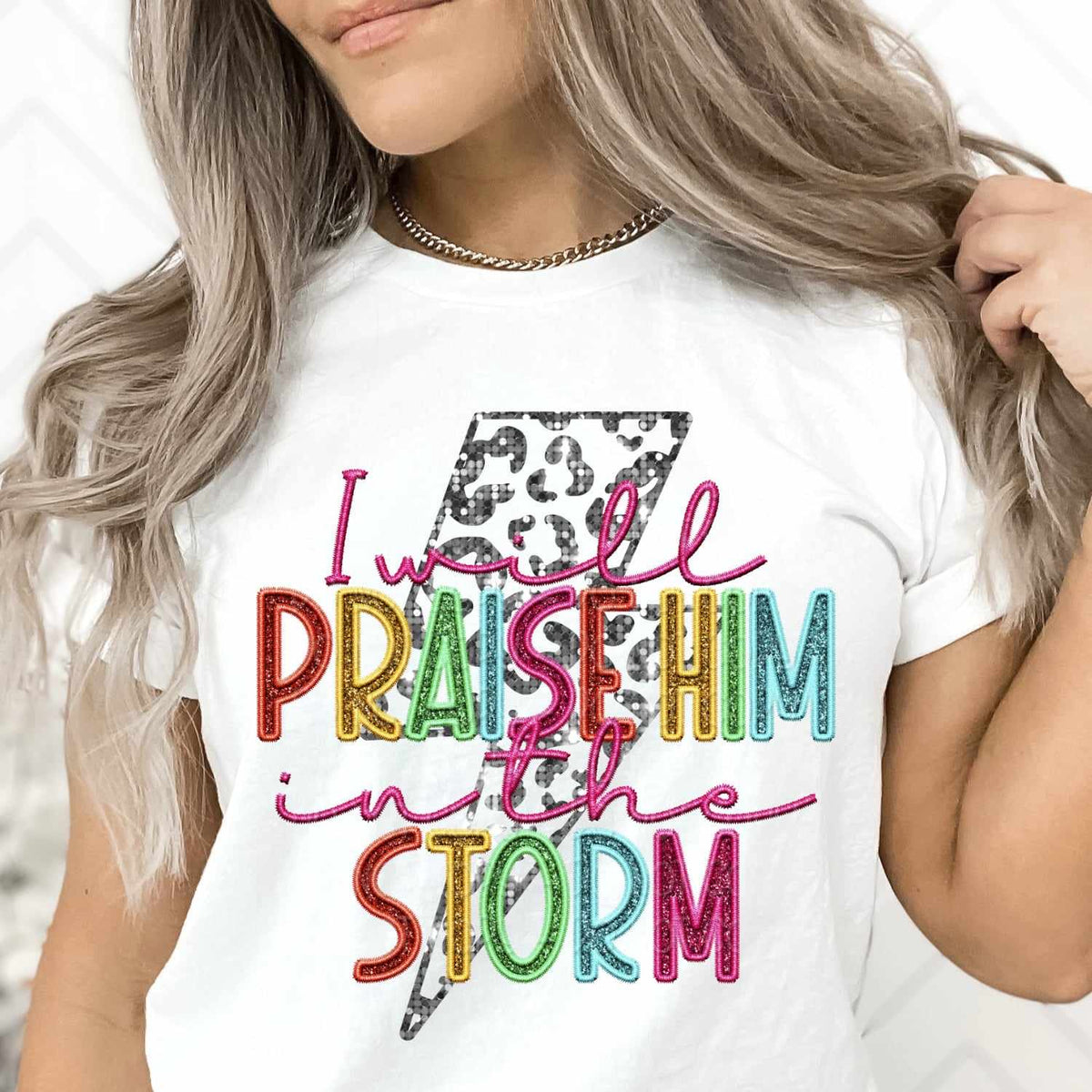 I will praise him in the storm rainbow font 31828 DTF transfer