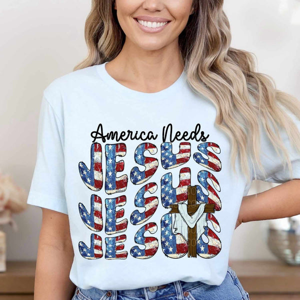 America needs Jesus stacked 31826 DTF transfer