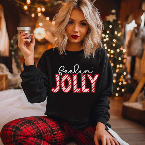 Feelin jolly with candycane print 15033 DTF Transfer