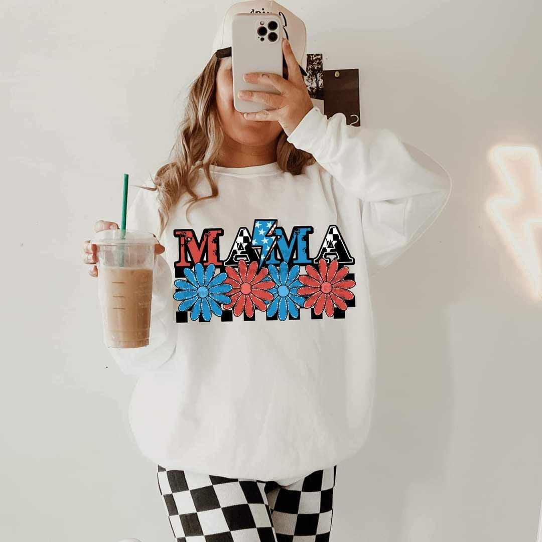 Mama red and blue flowers (VIRGO) 31841 DTF transfer