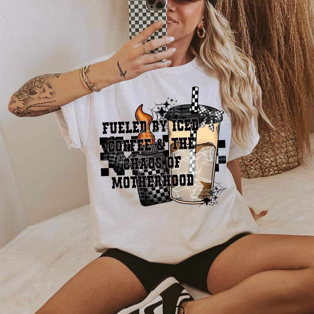 Fueled by iced coffee & the chaos of motherhood (VIRGO) 31834 DTF transfer