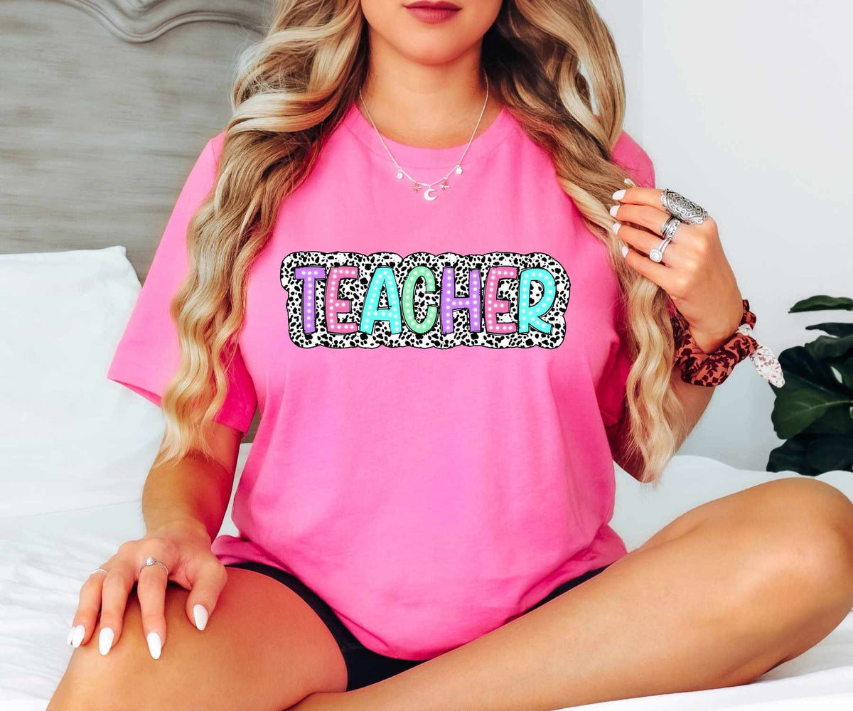 Teacher (purple, pink, blue, green font) 31883 DTF transfer