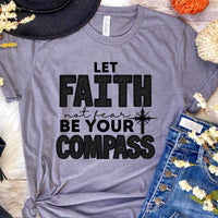 Let faith not fear be your compass BLACK with sequin 11991 DTF Transfer