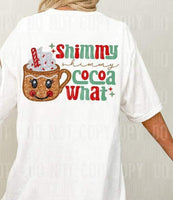 Shimmy shimmy cocoa what (green and red font with sequin gingerbread mug) 11989 DTF Transfer