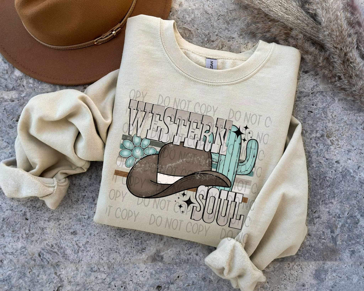 Western soul hat and cactus (SWD) 21469 DTF transfer