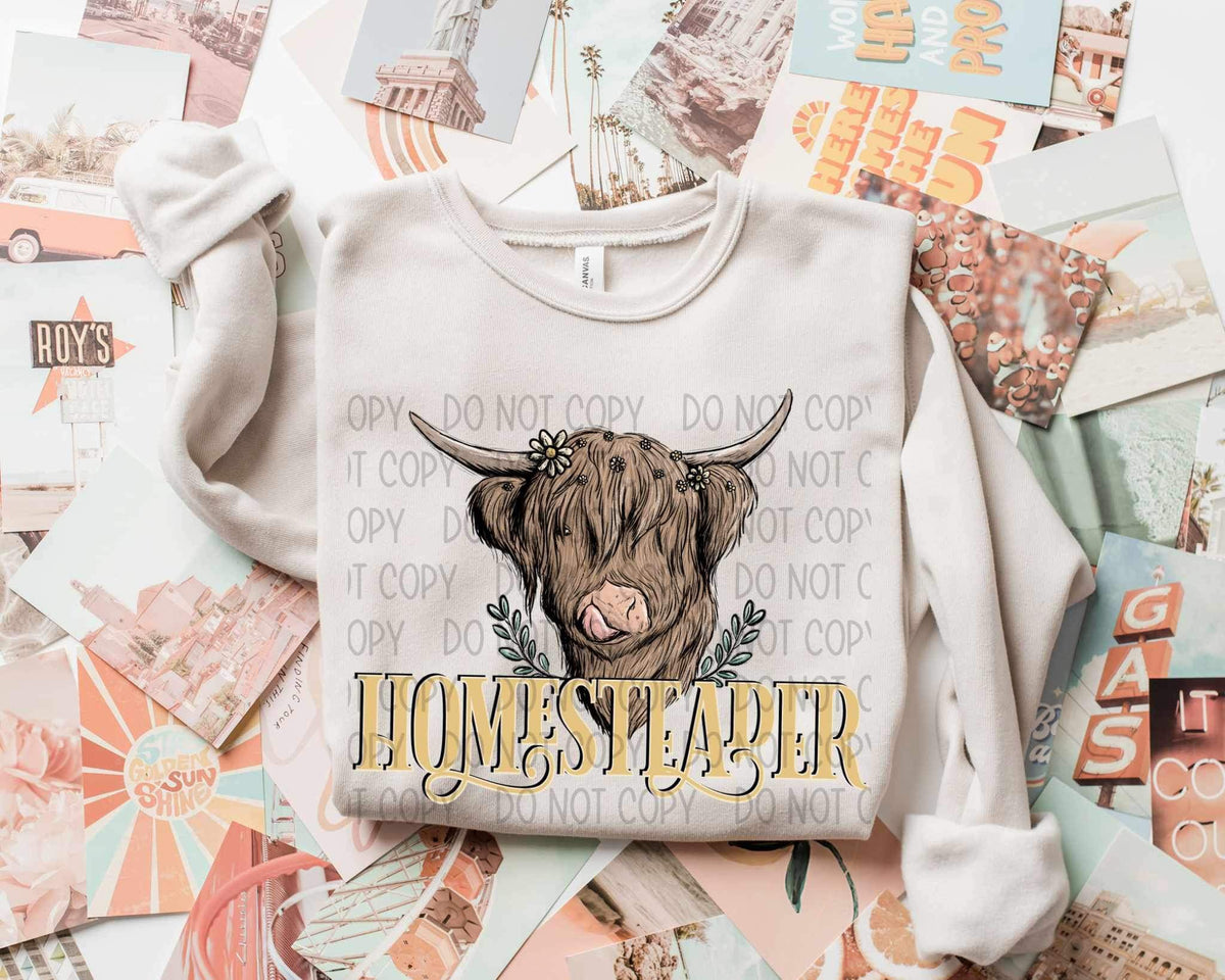 Homesteader shaggy cow (SWD) 21466 DTF transfer