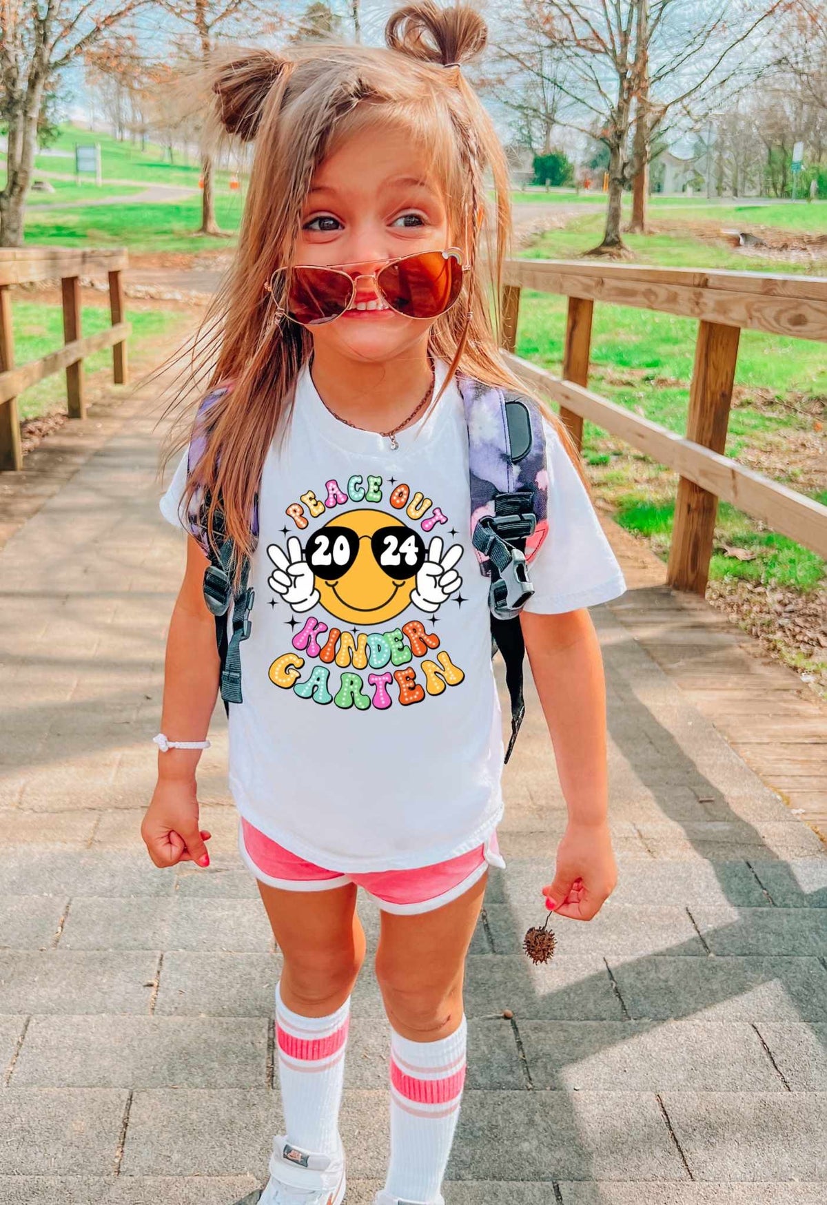 Peace out kindergarten yellow happy face 31849 DTF transfer