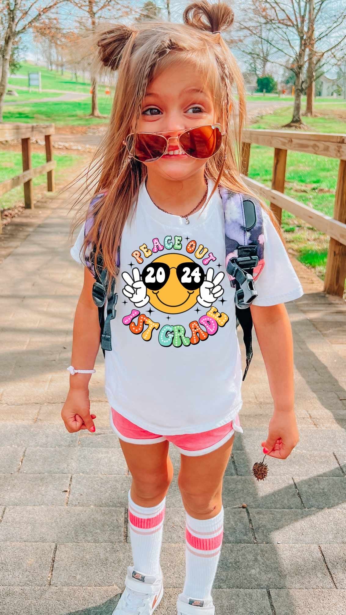 Peace out 1st grade yellow happy face 31846 DTF transfer