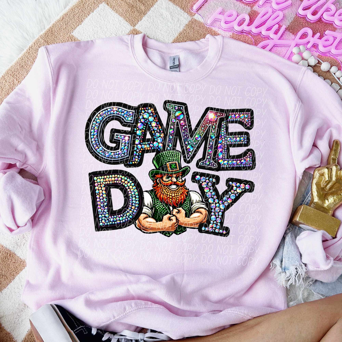 Game day saints rhinestone colored mascot (CITY) 44378 DTF transfer