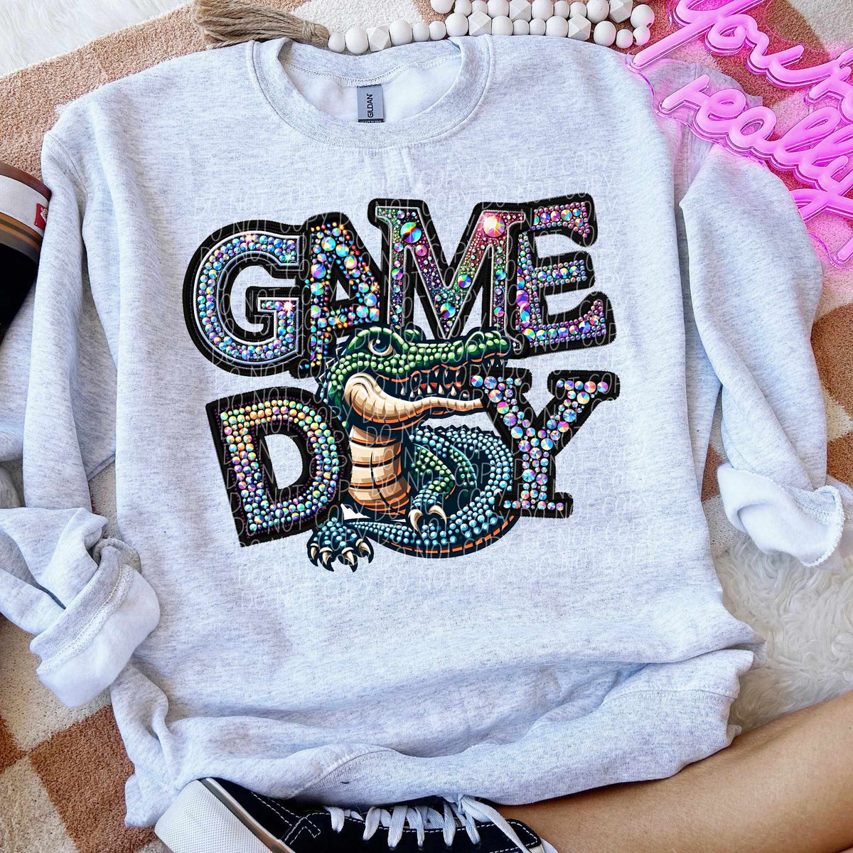 Game day gators rhinestone colored mascot (CITY) 44371 DTF transfer