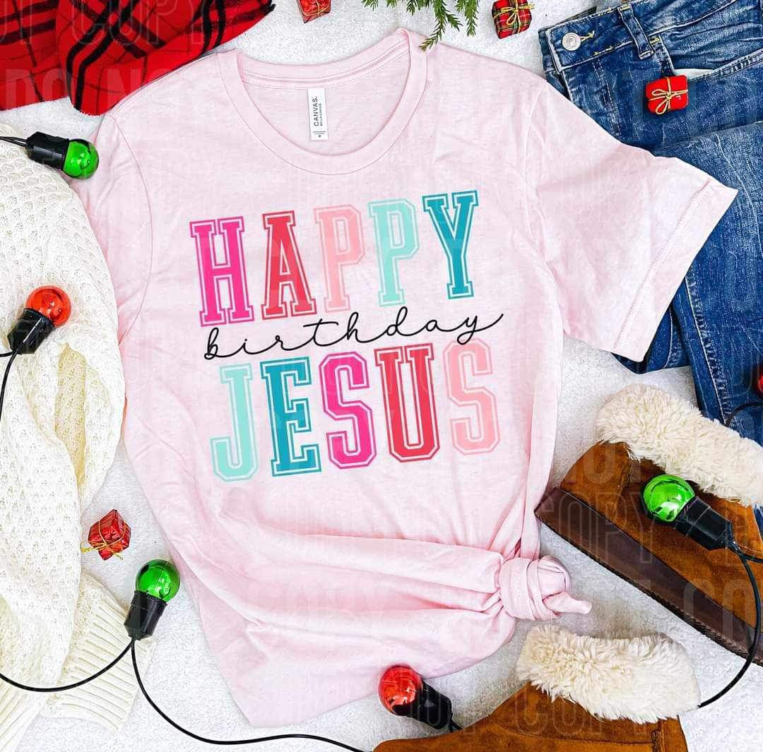 Happy birthday jesus (multi color font) 15996 DTF transfers