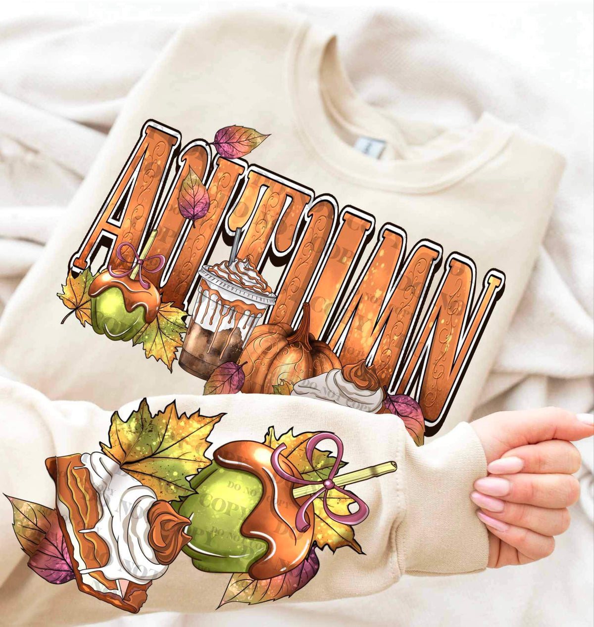 Autumn (leaves, apple, latte, pumpkin, pie) FRONT ONLY 15989 DTF transfers