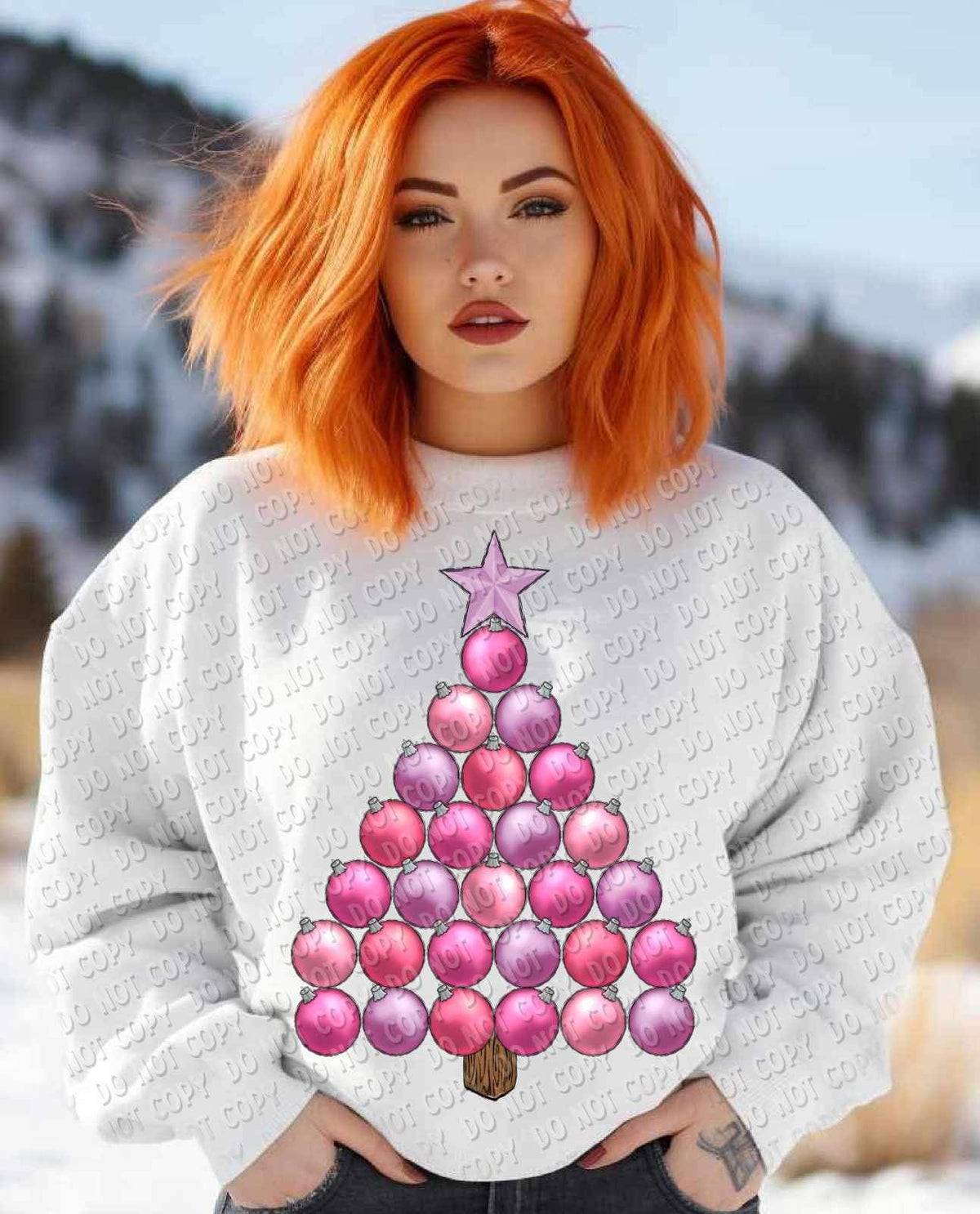 Pink ornament tree 15985 DTF transfers