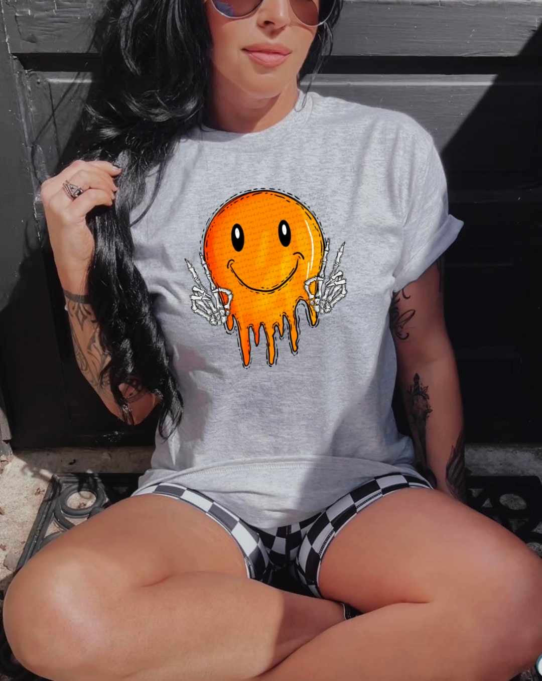 Orange melting smiley 31929 DTF transfer