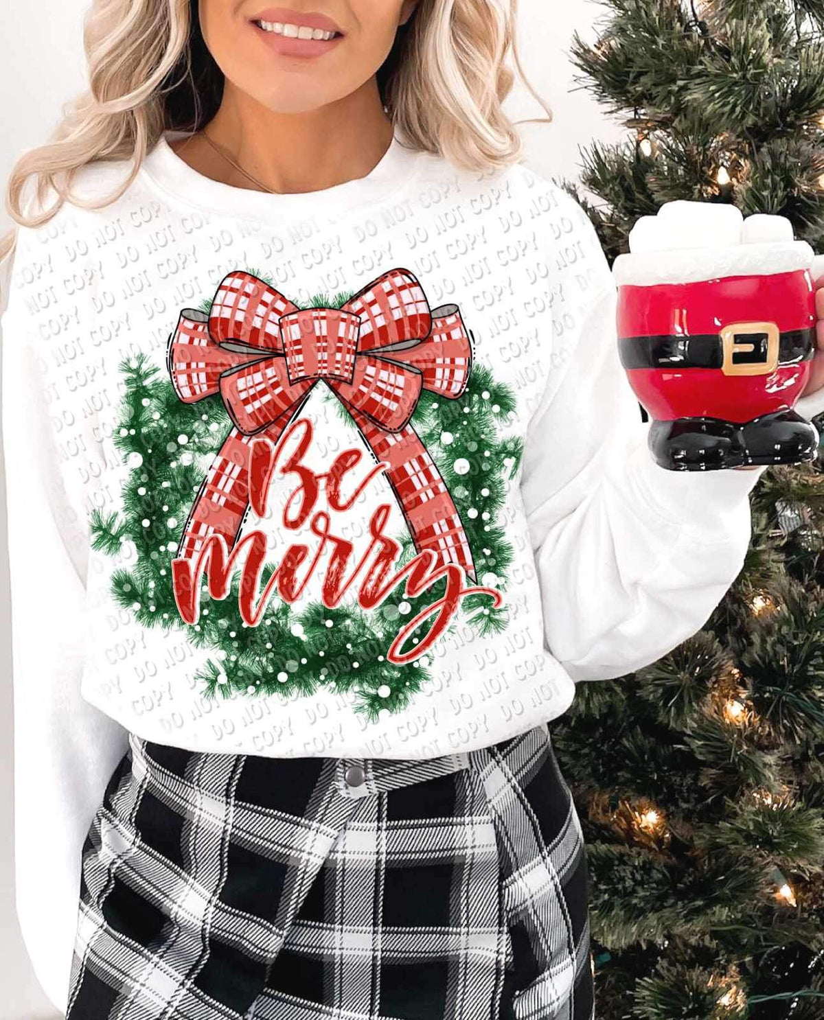 Be merry (wreath with red bow) 15981 DTF transfers