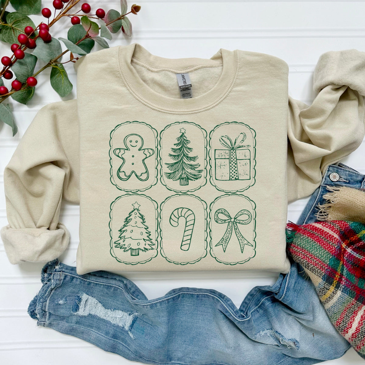 6 Oval Christmas Frames GREEN 113386 DTF transfer