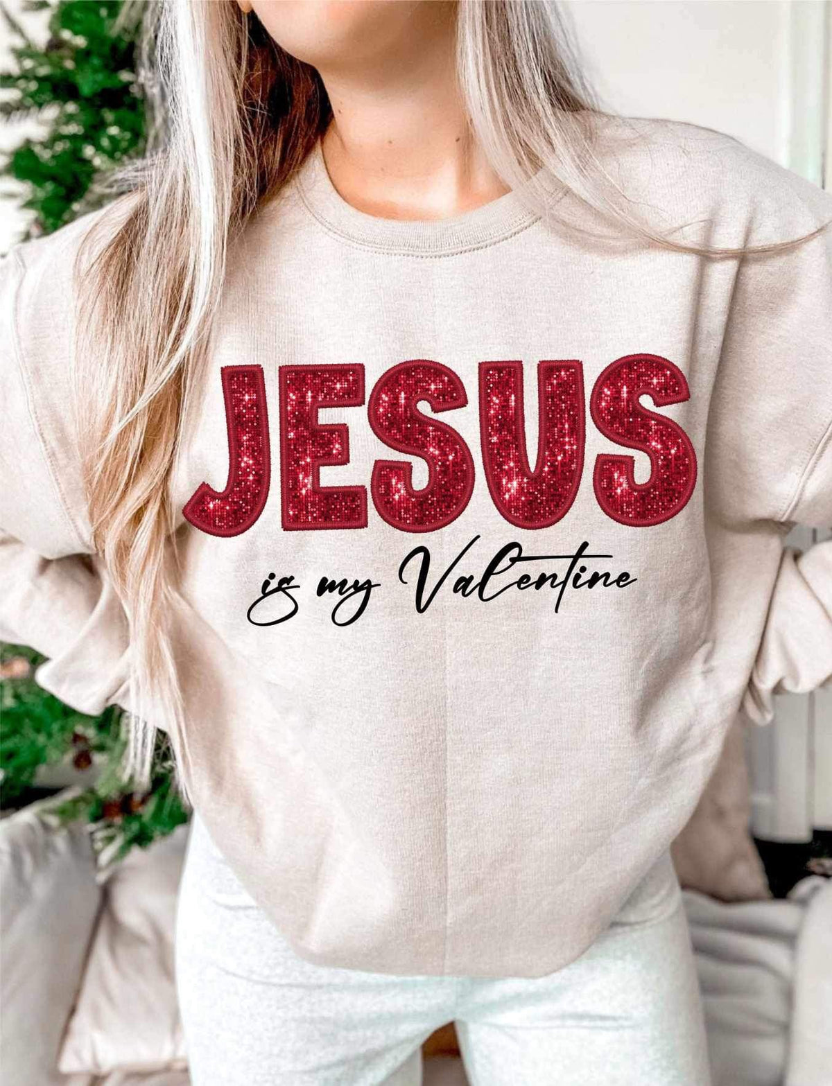 Jesus is my valentine red sequin (WSB) 21551 DTF transfer