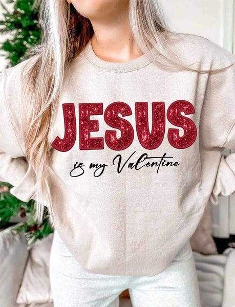 Jesus is my valentine red sequin (WSB) 21551 DTF transfer