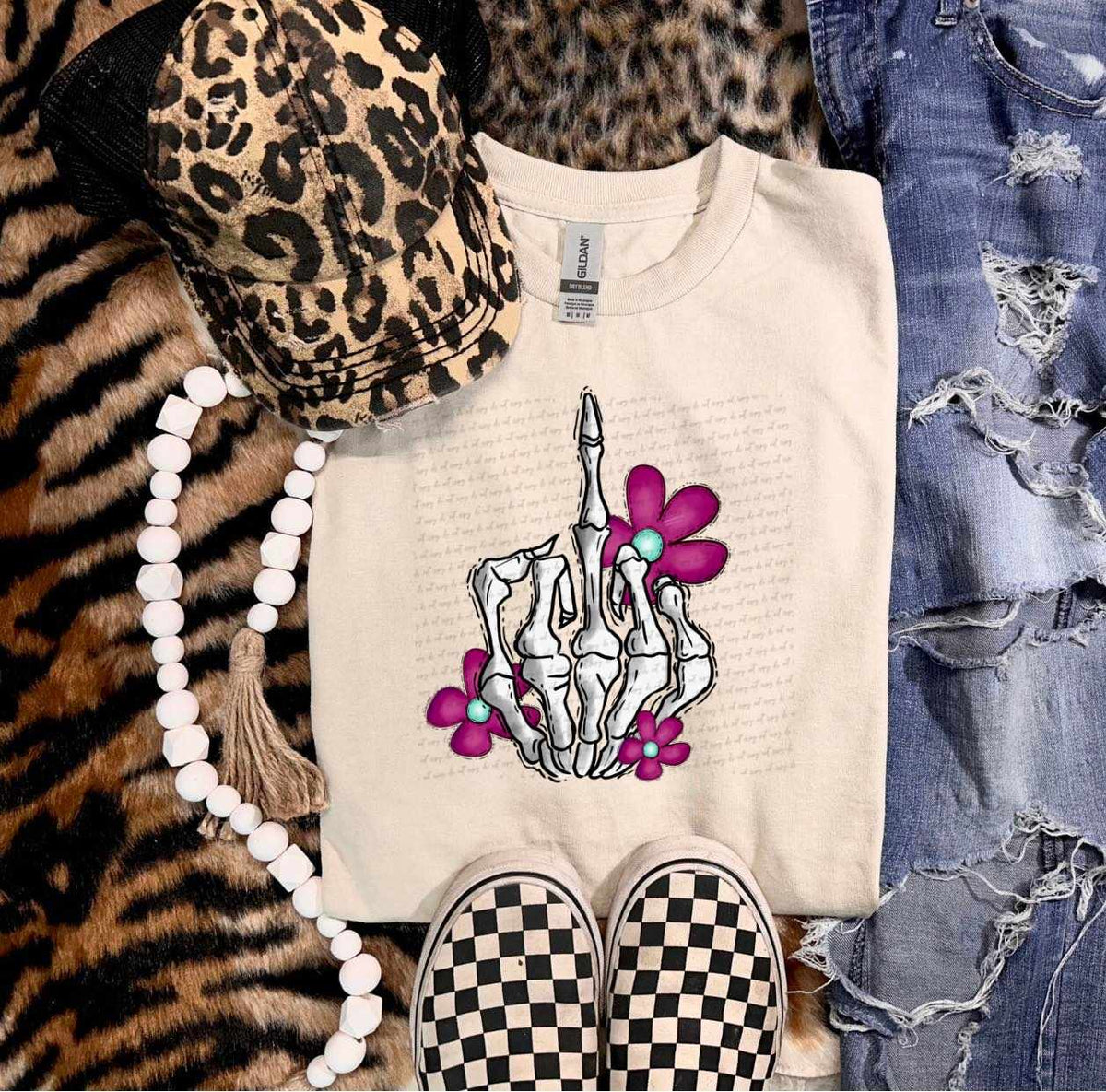 Middle finger with flowers 31927 DTF transfer