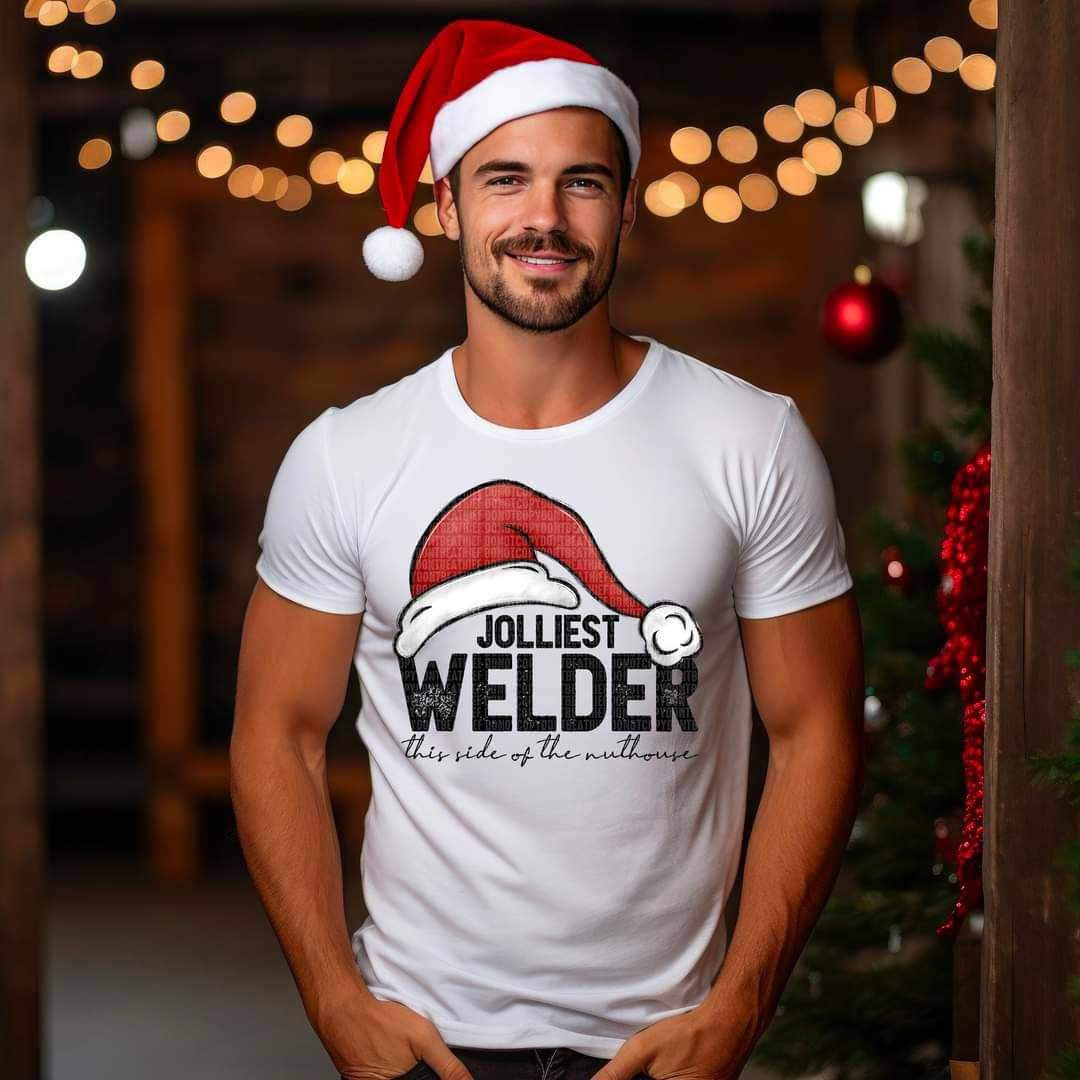 Jolliest WELDER this side of the nuthouse (with santa hat) 16248 DTF Transfer
