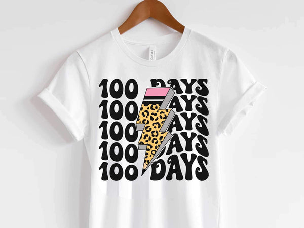 100 days of school leopard lightning bolt (WSB) 21556 DTF transferw