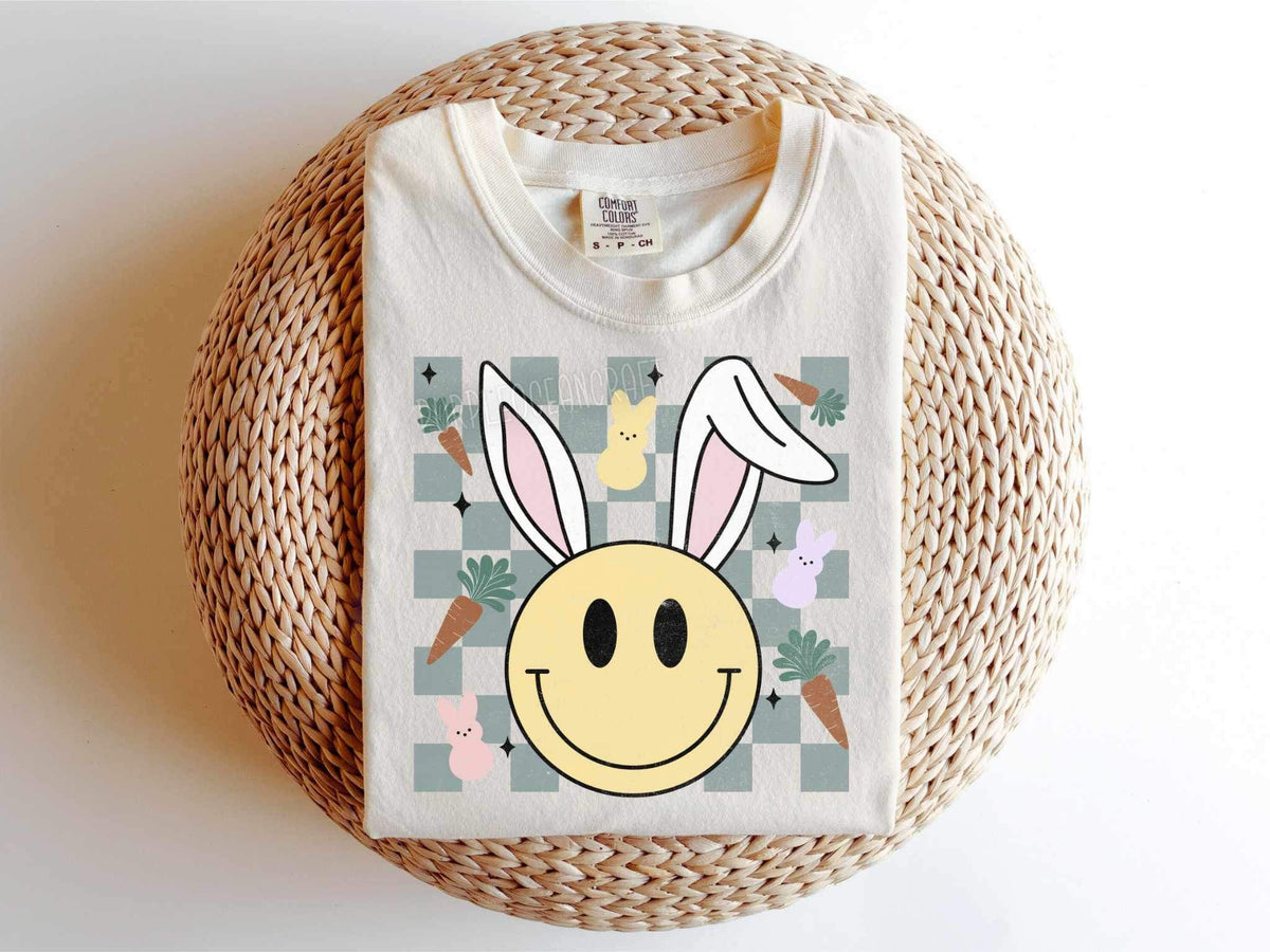 Smiley with bunny ears DISTRESSED (WSB) 21586 DTF transfer