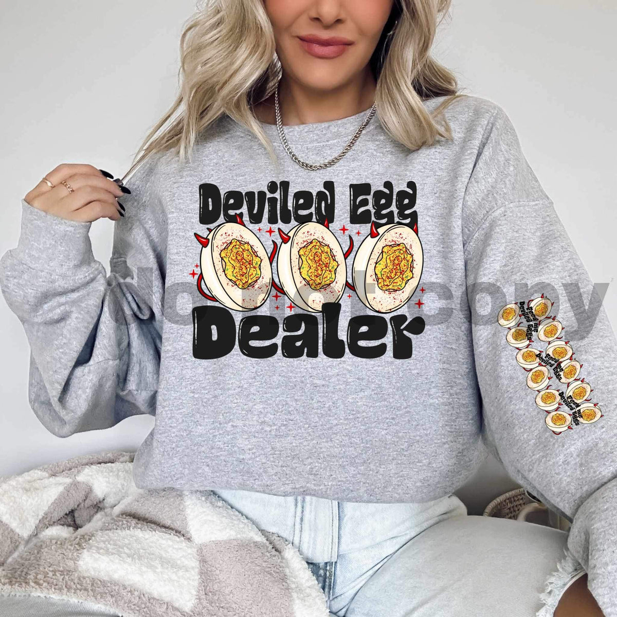 Deviled egg dealer (black font with deviled eggs) FRONT 16231 DTF Transfer