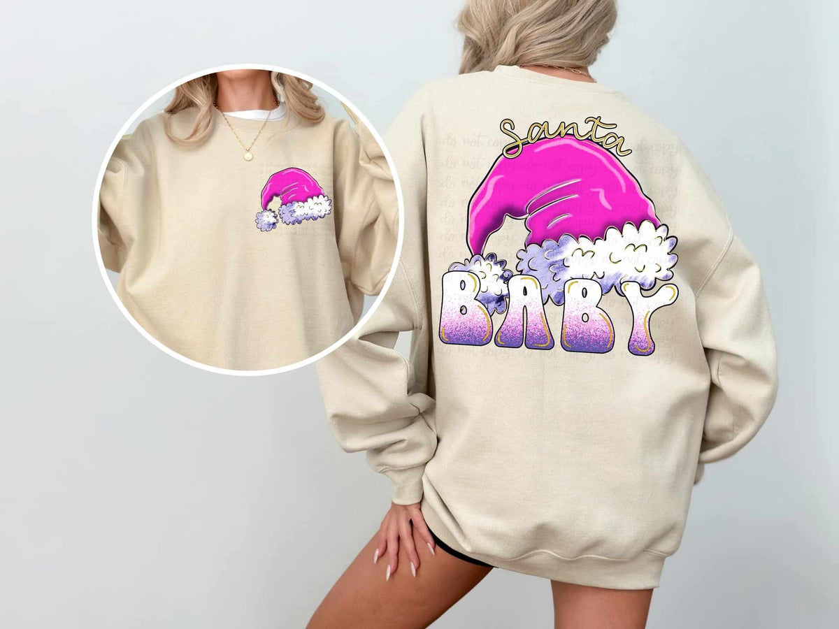 Santa baby pink hat BACK ONLY 64244 DTF transfer