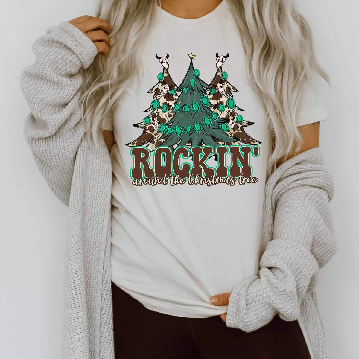 Rockin around the Christmas tree western trees 16227 DTF Transfer