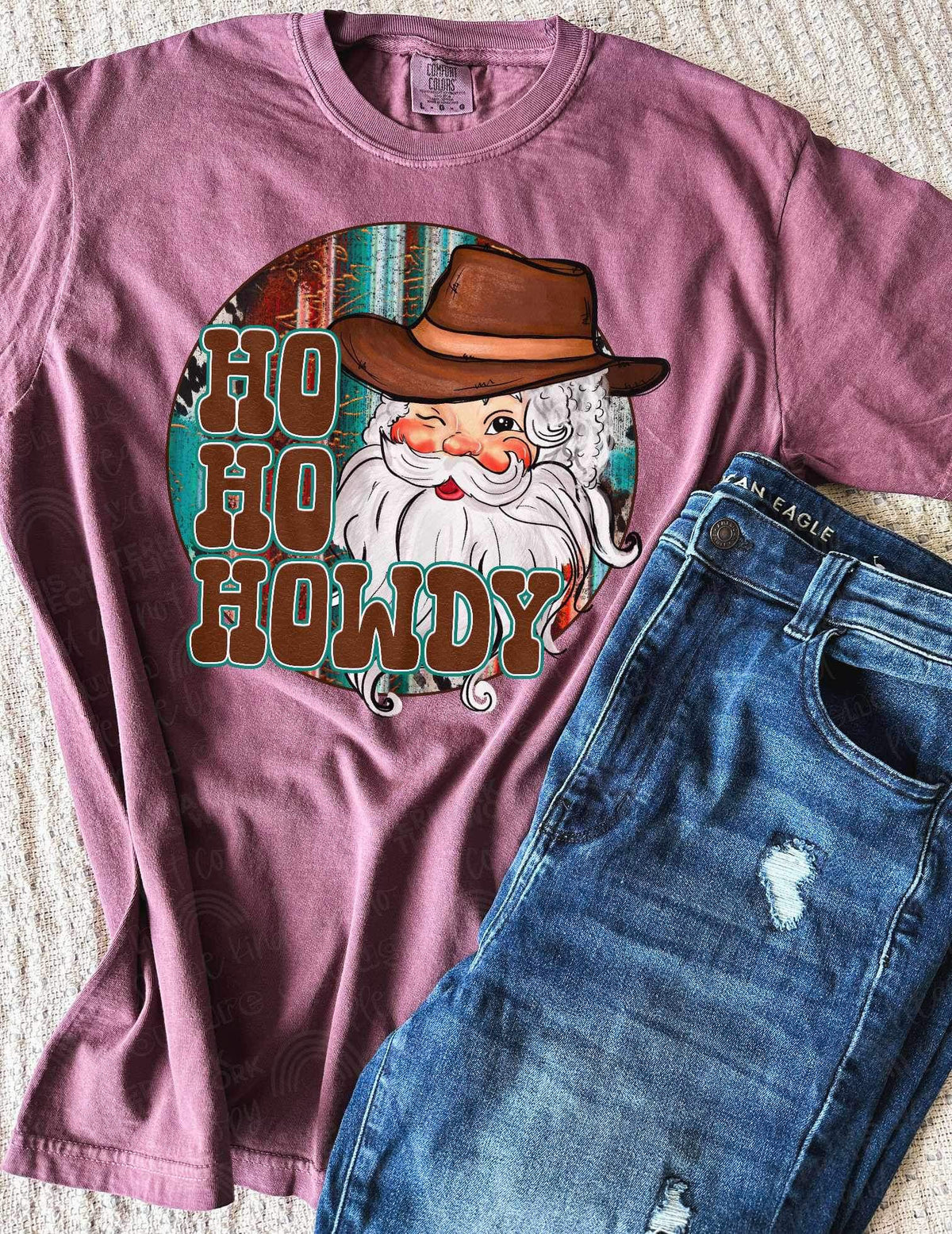Ho ho howdy (circle with cowboy santa) 16224 DTF Transfer