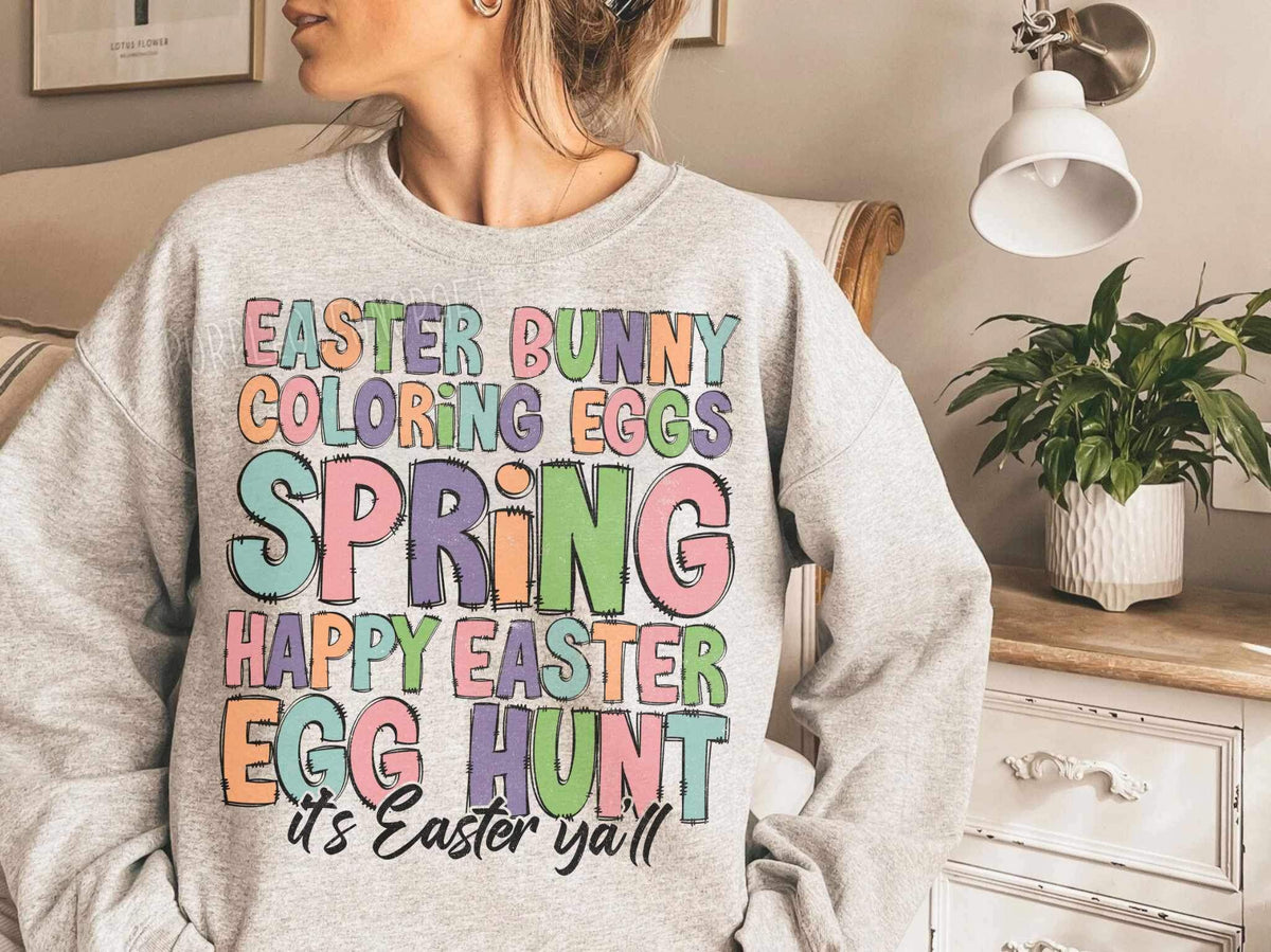 Easter bunny coloring eggs spring happy easter (WSB) 21583 DTF transfer