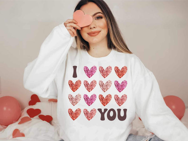 I love you sequin hearts (WSB) 21530 DTF transfer