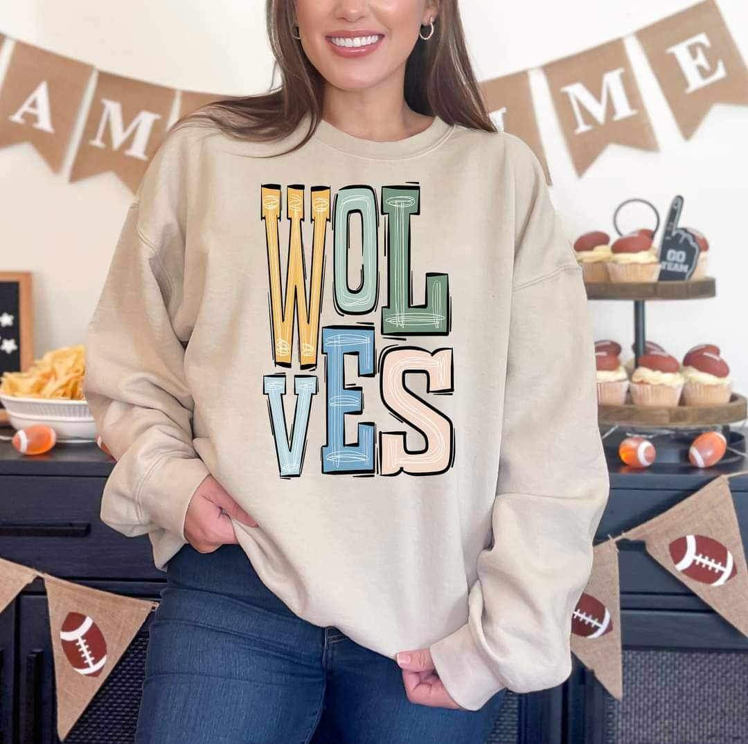 Wolves pastel font 16351 DTF Transfer