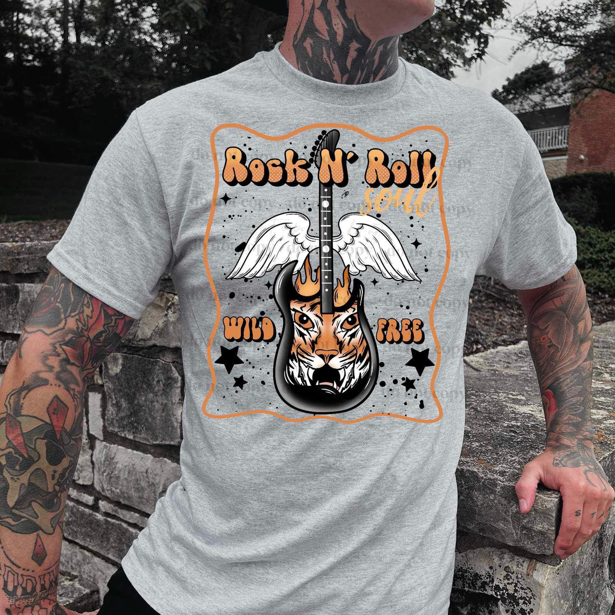 Rock n roll black outline (CSC) 34379 DTF Transfer