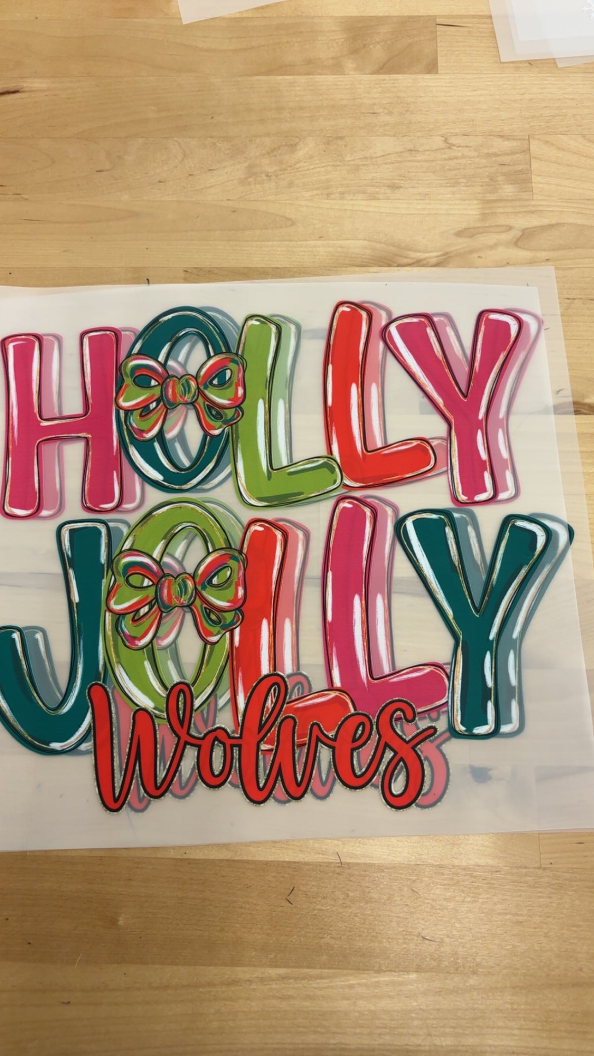 Holly jolly wolves  adult size overprints
