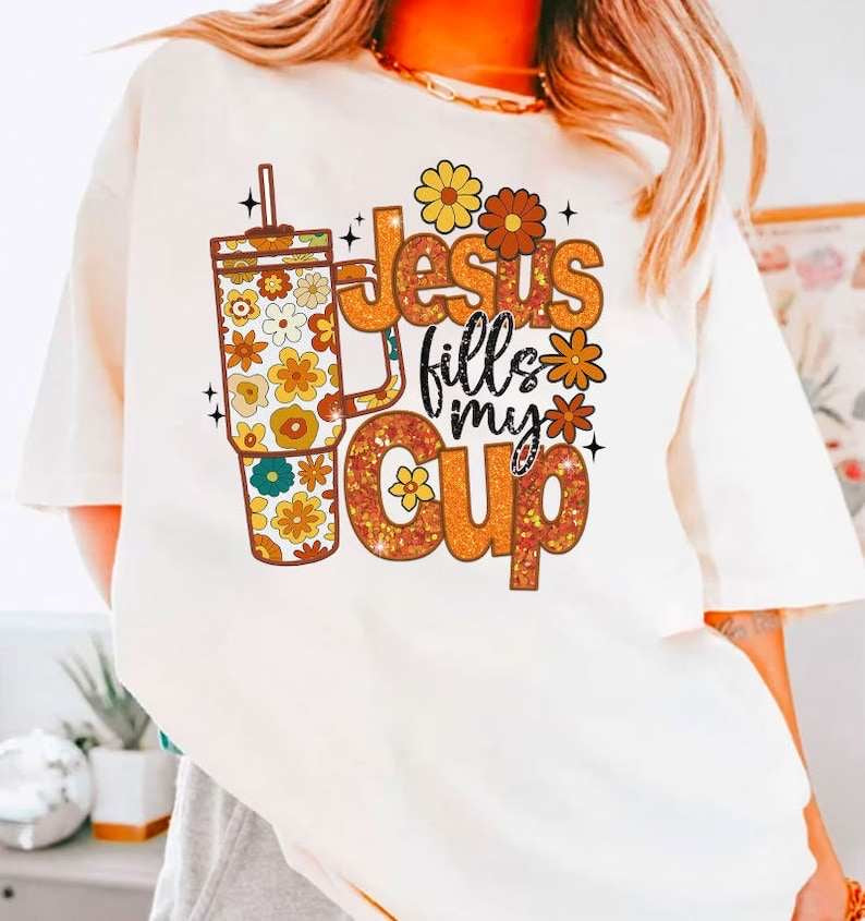 Jesus fills my cup fall colors 31936 DTF transfer
