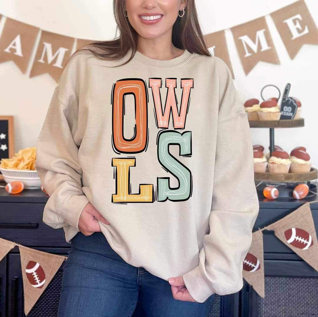 Owls pastel font 16340 DTF Transfer
