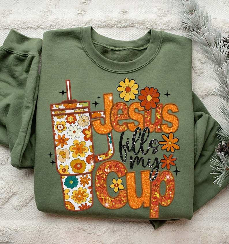 Jesus fills my cup fall colors 31936 DTF transfer