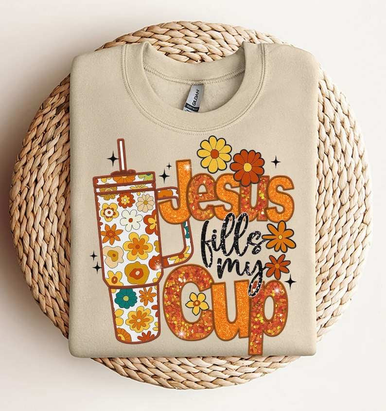 Jesus fills my cup fall colors 31936 DTF transfer