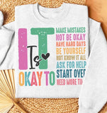 It is okay to make mistakes not be okay 31952 DTF transfer