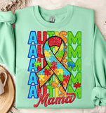 Autism mama stacked with ribbon glittery 31951 DTF transfer